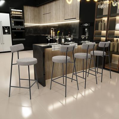 Kit 02 Banquetas Baixa Para Cozinha Sala De Jantar Bar Bancada Milão L02 Bouclê Creme - Lyam Decor