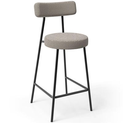 Kit 02 Banquetas Baixa Para Cozinha Sala De Jantar Bar Bancada Milão L02 Bouclê Creme - Lyam Decor