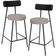 Kit 02 Banquetas Baixa Bar Cozinha Sala Jantar Milão L02 Couríssimo Preto Linho Bege - Lyam Decor