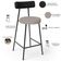 Kit 02 Banquetas Baixa Bar Cozinha Sala Jantar Milão L02 Couríssimo Preto Linho Bege - Lyam Decor