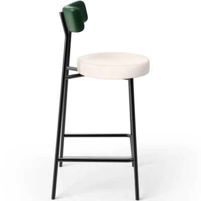 Banqueta Baixa Bar Cozinha Sala De Jantar Milão L02 Facto Verde Musgo Linho Cru - Lyam Decor
