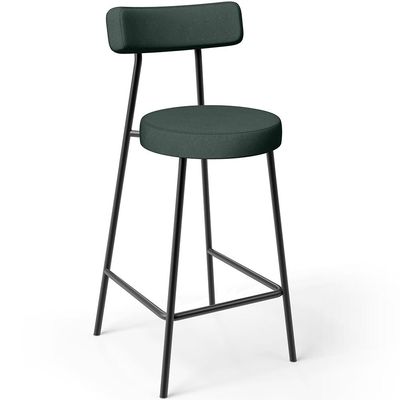 Kit 02 Banquetas Baixa Para Cozinha Sala De Jantar Bancada Milão L02 Linho Verde Musgo - Lyam Decor