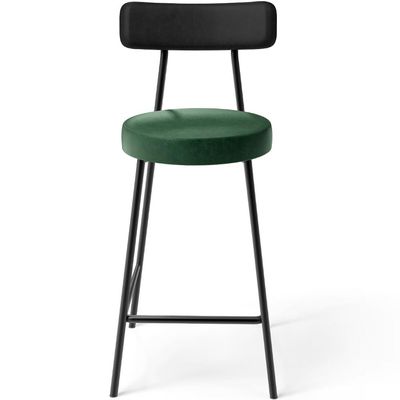 Kit 03 Banquetas Baixa Cozinha Sala Jantar Bancada Milão L02 Couríssimo Preto Verde - Lyam Decor