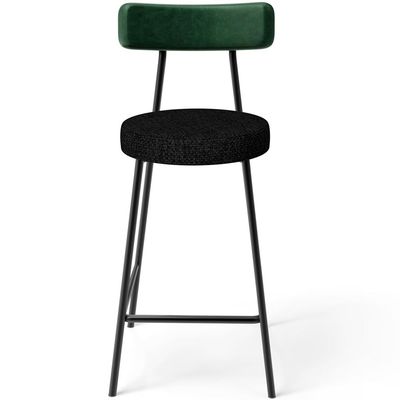 Kit 05 Banquetas Baixa Bar Cozinha E Sala De Jantar Milão L02 Facto Verde Linho Chumbo - Lyam Decor