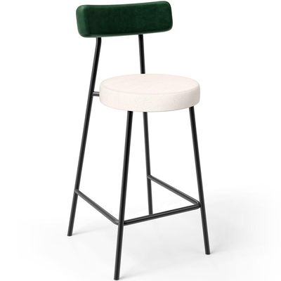 Kit 03 Banquetas Baixa Bar Cozinha E Sala De Jantar Milão L02 Facto Verde Linho Cru - Lyam Decor