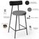 Kit 02 Banquetas Baixa Cozinha Jantar Milão L02 Couríssimo Preto Linho Cinza Escuro - Lyam Decor