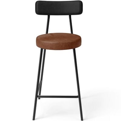 Kit 05 Banquetas Baixa Cozinha Sala Jantar Bancada Milão L02 Couríssimo Preto Marrom - Lyam Decor