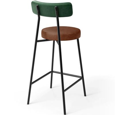 Banqueta Baixa Cozinha Sala Jantar Bancada Milão L02 Facto Verde Musgo Marrom - Lyam Decor