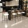 Banqueta Baixa Cozinha Sala Jantar Bancada Milão L02 Couríssimo Marrom Linho Cru - Lyam Decor