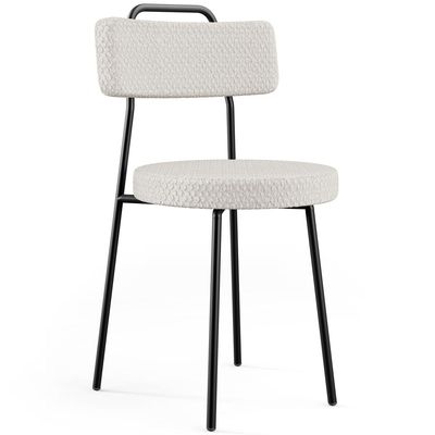 Kit 02 Cadeiras Decorativas Estofada Para Sala De Jantar Barcelona L02 Bouclê Cru - Lyam Decor