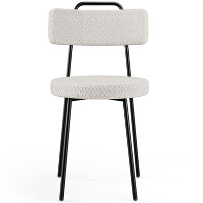 Kit 02 Cadeiras Decorativas Estofada Para Sala De Jantar Barcelona L02 Bouclê Cru - Lyam Decor