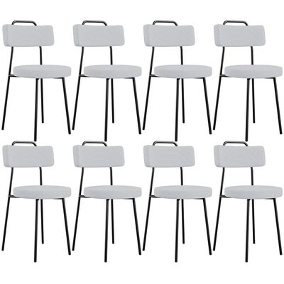 Kit 08 Cadeiras Decorativas Estofada Para Sala De Jantar Barcelona L02 Linho Cinza - Lyam Decor