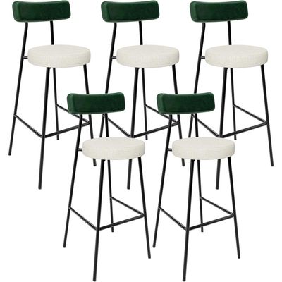 Kit 05 Banquetas Alta Bar Cozinha Sala De Jantar Milão L02 Facto Verde Linho Champagne - Lyam Decor