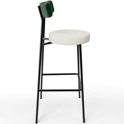 Banqueta Alta Bar Cozinha Sala De Jantar Milão L02 Facto Verde Musgo Linho Champagne - Lyam Decor