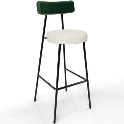 Kit 02 Banquetas Alta Bar Cozinha Sala De Jantar Milão L02 Facto Verde Linho Champagne - Lyam Decor