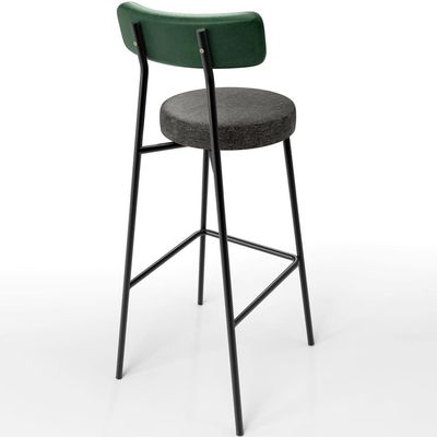 Banqueta Alta Bar Cozinha Sala De Jantar Milão L02 Facto Verde Musgo Linho Chumbo - Lyam Decor