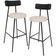 Kit 02 Banquetas Alta Bar Cozinha Sala De Jantar Milão L02 Couríssimo Preto Linho Cru - Lyam Decor