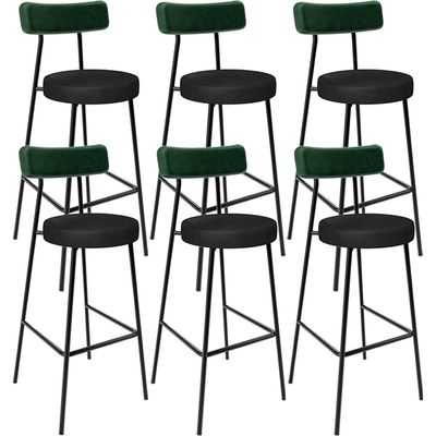Kit 06 Banquetas Alta Bar Cozinha Sala De Jantar Milão L02 Facto Verde Couríssimo Preto - Lyam Decor