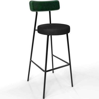 Kit 06 Banquetas Alta Bar Cozinha Sala De Jantar Milão L02 Facto Verde Couríssimo Preto - Lyam Decor