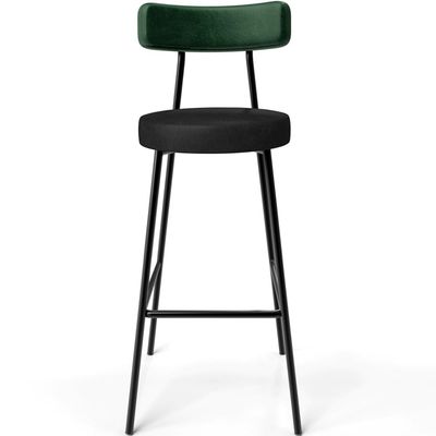 Kit 06 Banquetas Alta Bar Cozinha Sala De Jantar Milão L02 Facto Verde Couríssimo Preto - Lyam Decor