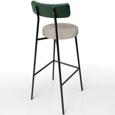 Banqueta Alta Bar Cozinha Sala De Jantar Milão L02 Facto Verde Linho Bege - Lyam Decor