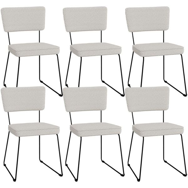 Kit 06 Cadeiras Decorativas Para Sala De Jantar Allana L02 Bouclê Cru - Lyam