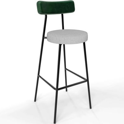 Kit 03 Banquetas Alta Bar Cozinha Sala De Jantar Milão L02 Facto Verde Musgo Linho Cinza - Lyam Decor