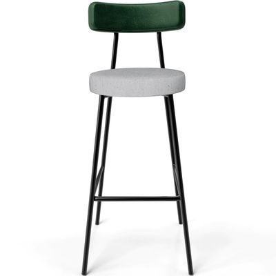 Kit 03 Banquetas Alta Bar Cozinha Sala De Jantar Milão L02 Facto Verde Musgo Linho Cinza - Lyam Decor