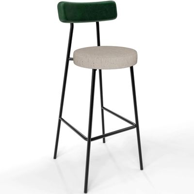 Kit 02 Banquetas Alta Bar Cozinha Sala Jantar Milão L02 Facto Verde Musgo Linho Bege - Lyam Decor