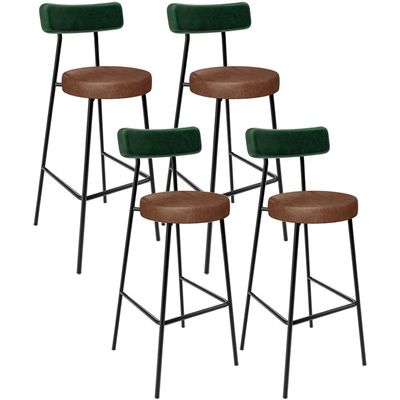 Kit 04 Banquetas Alta Cozinha Sala De Jantar Milão L02 Facto Verde Couríssimo Marrom - Lyam Decor