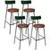 Kit 04 Banquetas Alta Cozinha Sala De Jantar Milão L02 Facto Verde Couríssimo Marrom - Lyam Decor