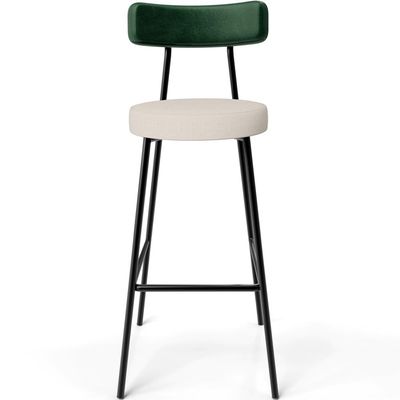 Kit 03 Banquetas Alta Bar Cozinha Sala De Jantar Milão L02 Facto Verde Musgo Linho Cru - Lyam Decor