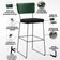 Kit 02 Banquetas Altas Sala De Jantar Fixa Allana L02 Facto Verde Musgo Linho Chumbo - Lyam Decor