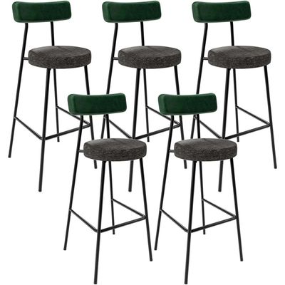 Kit 05 Banquetas Alta Bar Cozinha Sala De Jantar Milão L02 Facto Verde Linho Chumbo - Lyam Decor