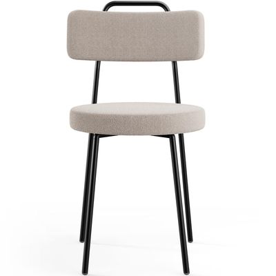 Cadeira Decorativa Estofada Para Sala De Jantar Barcelona L02 Bouclê Creme - Lyam Decor
