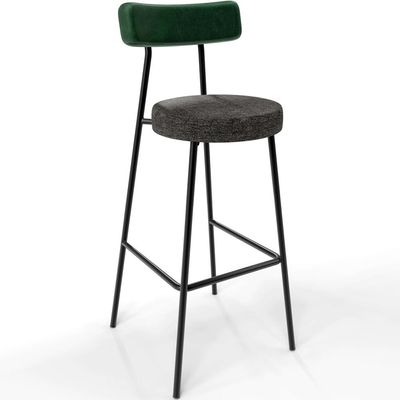 Kit 02 Banquetas Alta Bar Cozinha Sala De Jantar Milão L02 Facto Verde Linho Chumbo - Lyam Decor