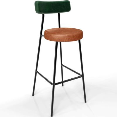 Kit 04 Banquetas Alta Bar Cozinha Sala Jantar Milão L02 Facto Verde Couríssimo Camel - Lyam Decor