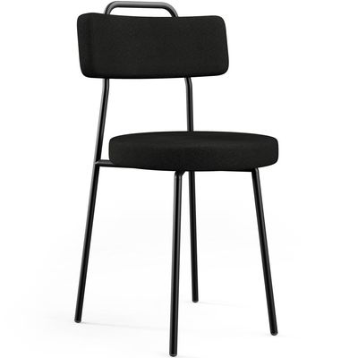 Kit 06 Cadeiras Decorativas Estofada Para Sala De Jantar Barcelona L02 Poliéster Preto - Lyam
