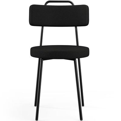 Kit 06 Cadeiras Decorativas Estofada Para Sala De Jantar Barcelona L02 Poliéster Preto - Lyam