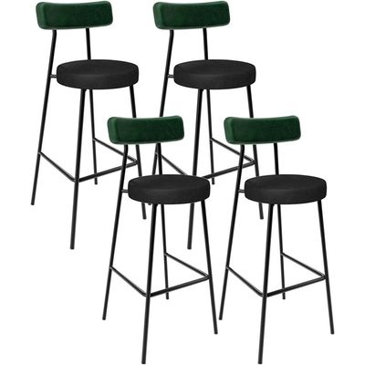 Kit 04 Banquetas Alta Bar Cozinha Sala De Jantar Milão L02 Facto Verde Couríssimo Preto - Lyam Decor