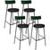 Kit 04 Banquetas Alta Bar Cozinha Sala De Jantar Milão L02 Facto Verde Couríssimo Preto - Lyam Decor