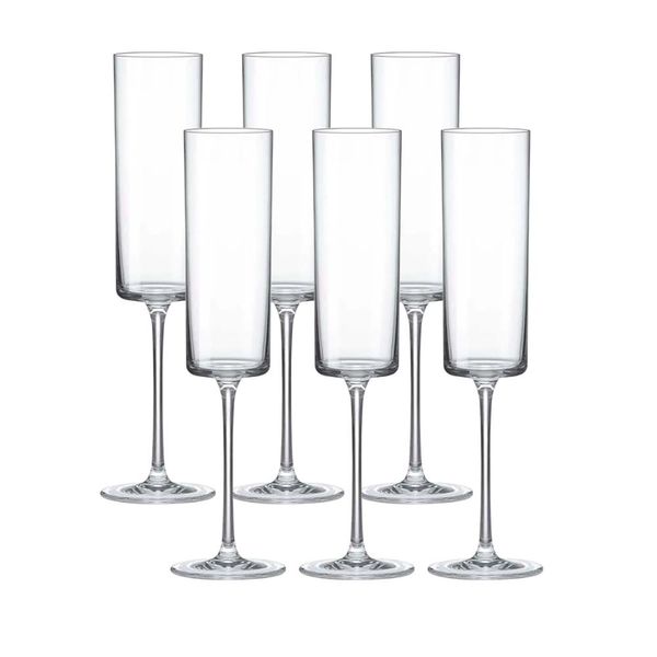 Jogo de 6 Taças de Cristal para Espumante Oxford Minimal Classic 170ml