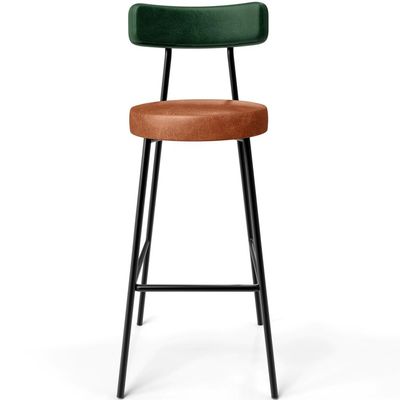Kit 05 Banquetas Alta Bar Cozinha Sala Jantar Milão L02 Facto Verde Couríssimo Camel - Lyam Decor