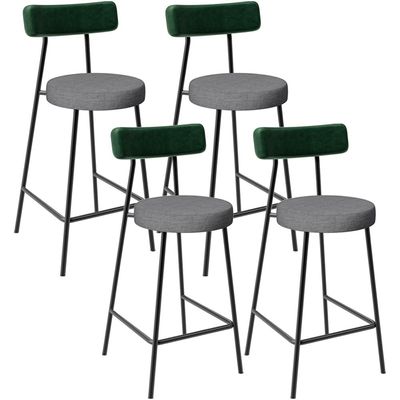 Kit 04 Banquetas Baixa Cozinha E Sala Jantar Bancada Milão L02 Facto Verde Cinza Escuro - Lyam Decor