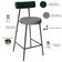 Kit 04 Banquetas Baixa Cozinha E Sala Jantar Bancada Milão L02 Facto Verde Cinza Escuro - Lyam Decor