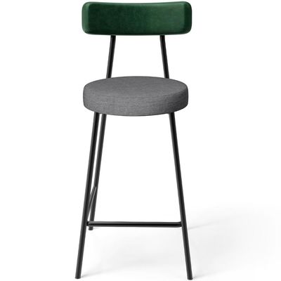Kit 04 Banquetas Baixa Cozinha E Sala Jantar Bancada Milão L02 Facto Verde Cinza Escuro - Lyam Decor