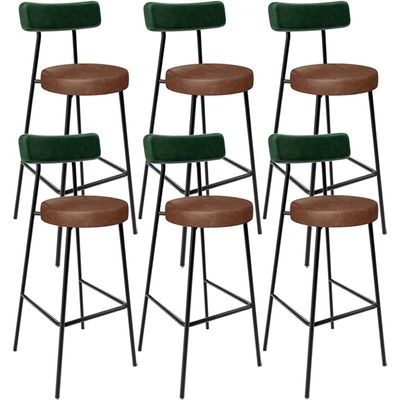 Kit 06 Banquetas Alta Cozinha Sala De Jantar Milão L02 Facto Verde Couríssimo Marrom - Lyam Decor
