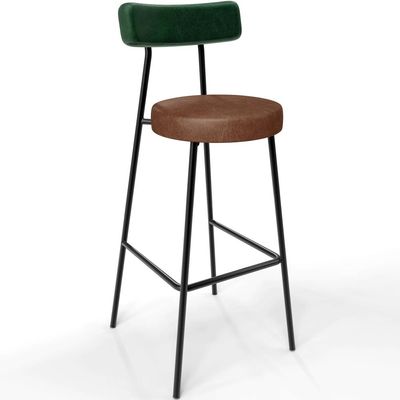 Kit 06 Banquetas Alta Cozinha Sala De Jantar Milão L02 Facto Verde Couríssimo Marrom - Lyam Decor