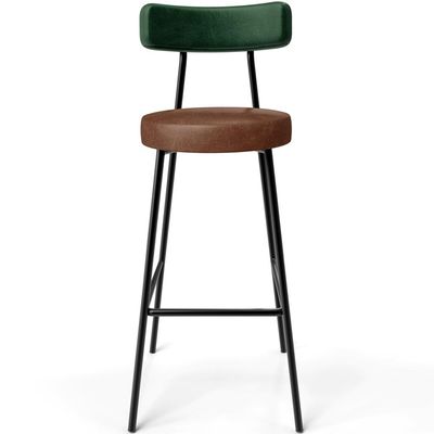 Kit 06 Banquetas Alta Cozinha Sala De Jantar Milão L02 Facto Verde Couríssimo Marrom - Lyam Decor
