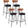 Kit 04 Banquetas Alta Bar Cozinha Sala De Jantar Milão L02 Couríssimo Camel Preto - Lyam Decor